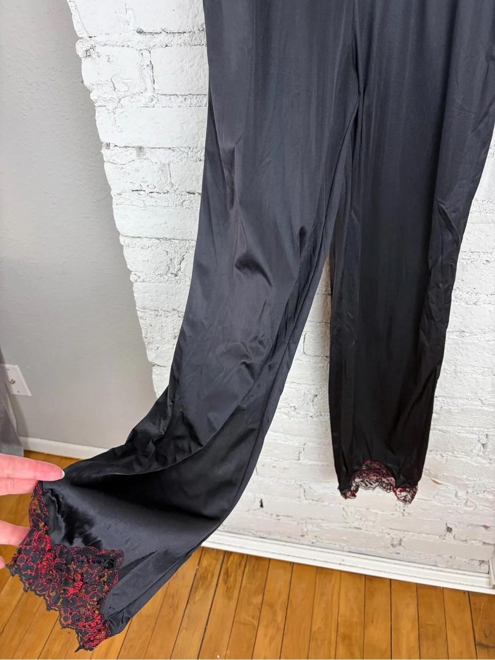 Darling Body Fashions VTG 80s Black Red Nylon Jumpsuit Lingerie XL - Picture 3 of 9